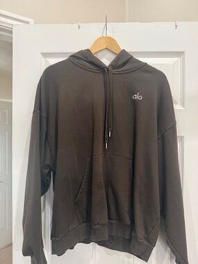 ALO Yoga woman’s Hoodie Sweatshirt in Dark Brown
